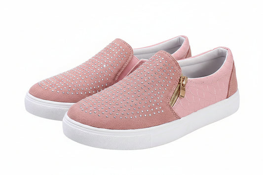 Double Zipper Rhinestone Shoes