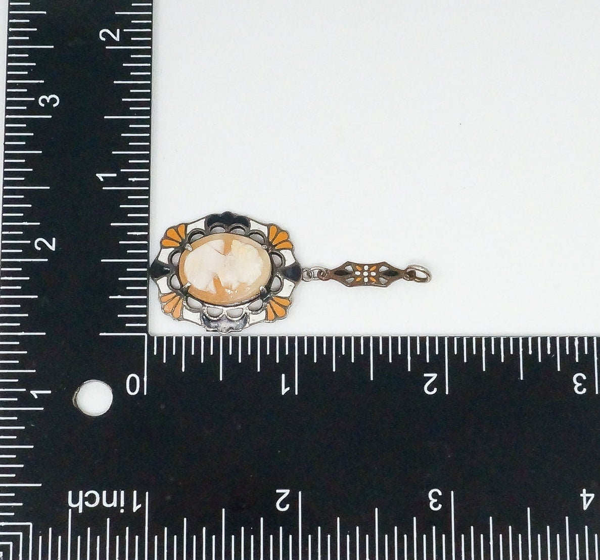 Cameo Shell Enamel Sterling Silver Pendant