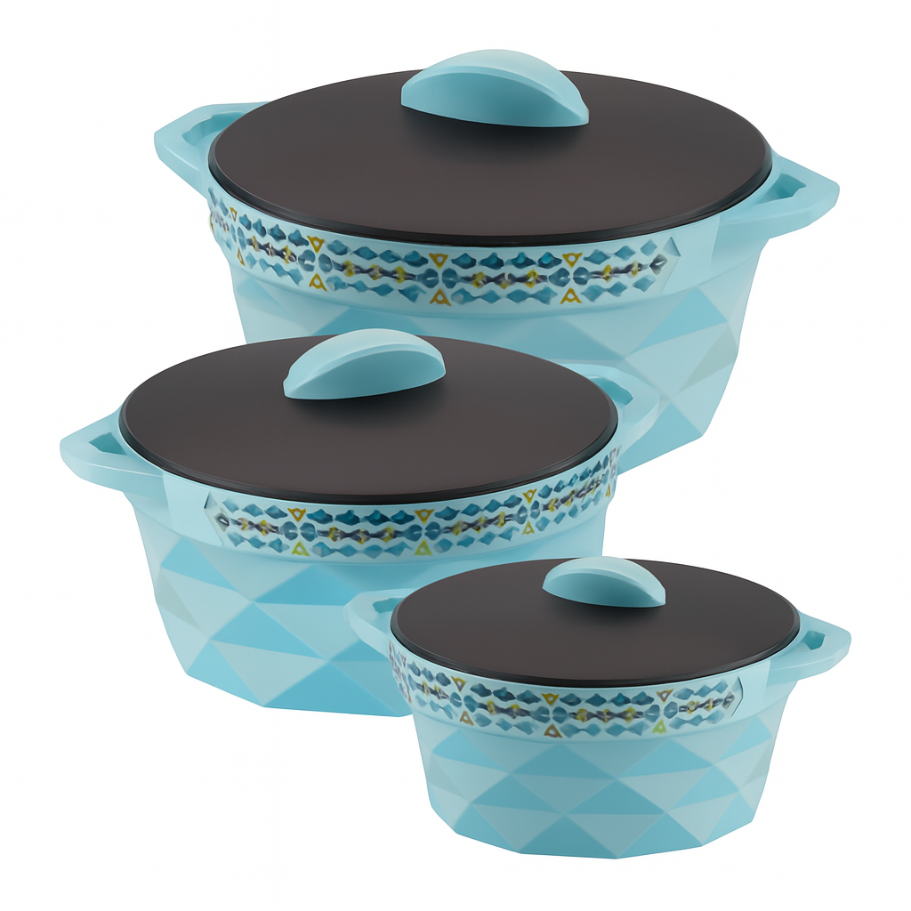 Geometric Aqua Insulated Hot Pot Set