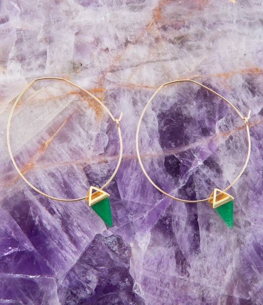 Delphi Green Agate Charm Earrings