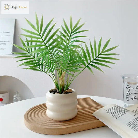 Dlight Decor 44cm Palm Plant Branch with Real Touch Monstera Leaves