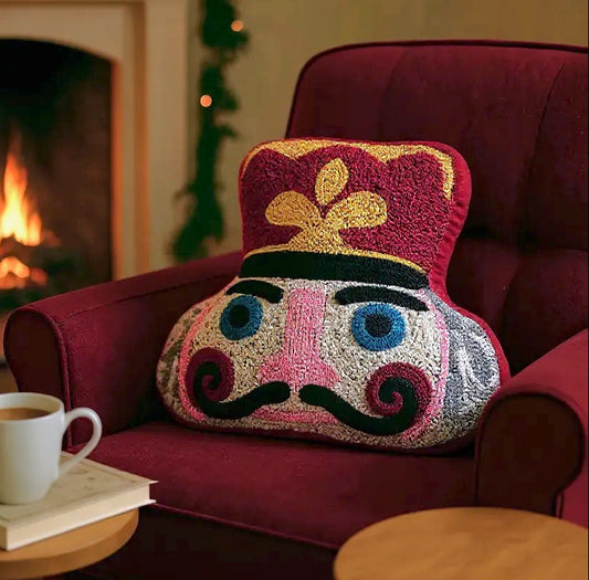 Beaded Nutcracker Shaped Throw Pillow