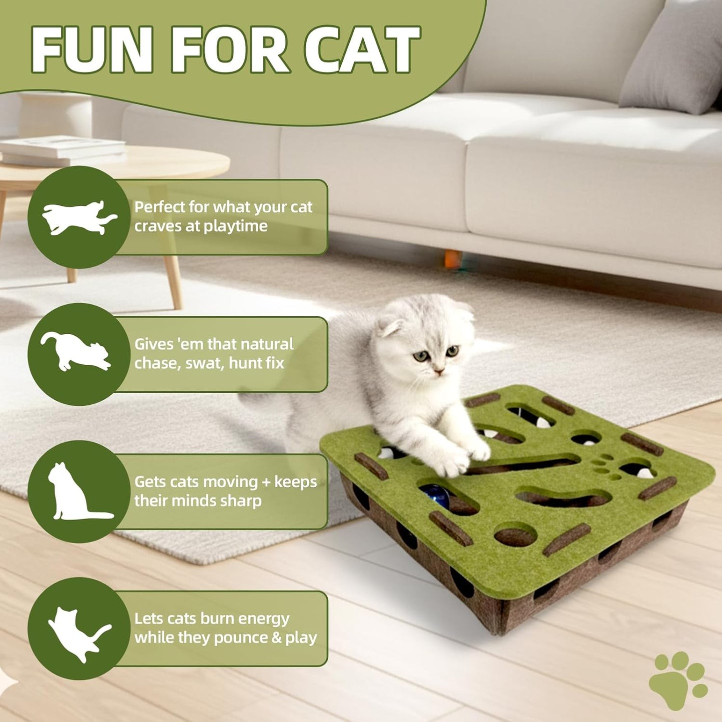 Cat Puzzle Toy with Ball for Indoor Cats