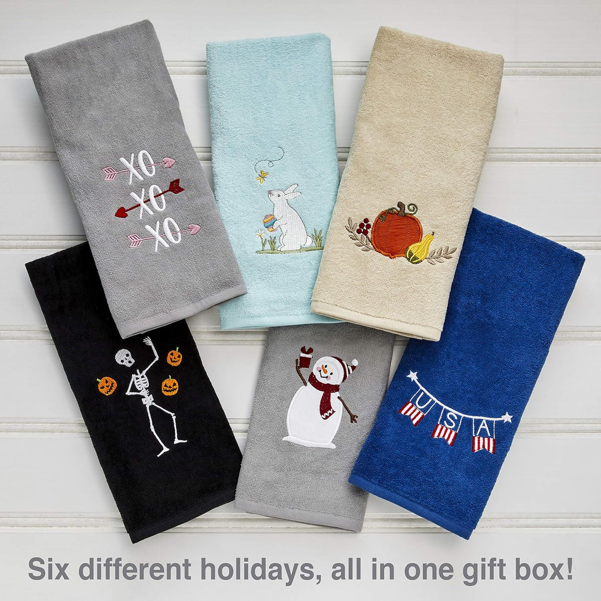 Assorted Holiday 6-Piece Hand Towel Set 6 Count