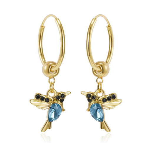 Hummingbird Earrings with Zircon Accents
