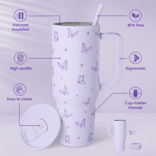 Purple Butterfly Slidemate | Slider Tumbler with Handle 40oz