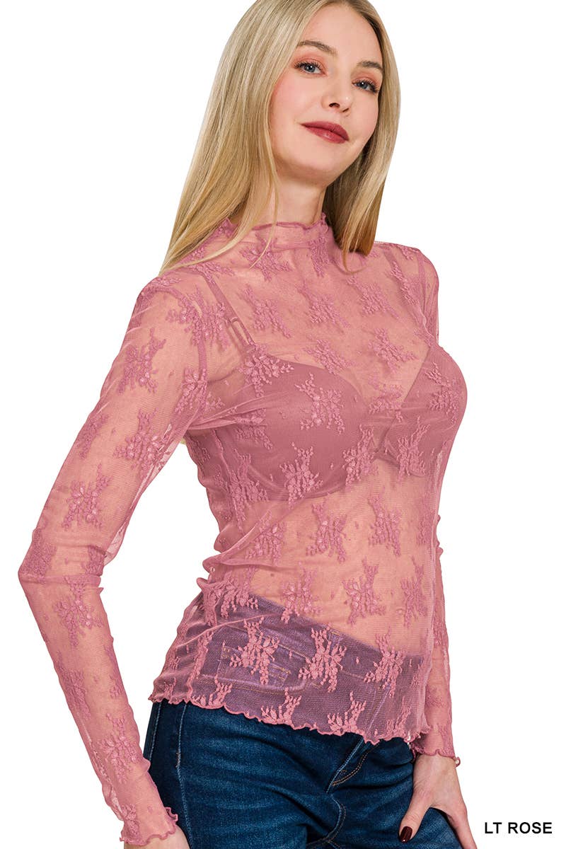Lace Long Sleeve Top - 4 color choices