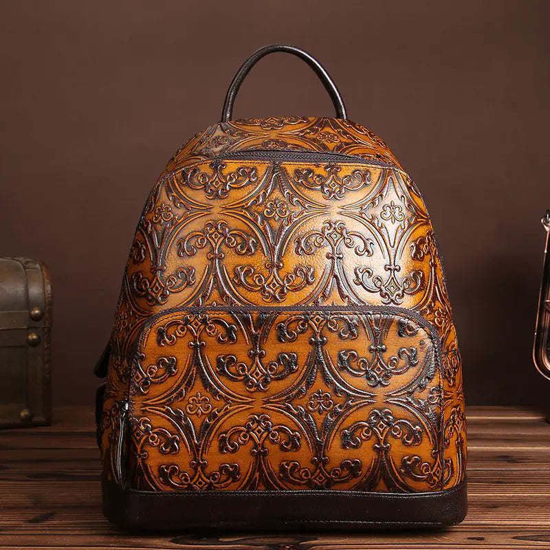 Hand Tooled Paulson/Baoerson Genuine Leather Backpack