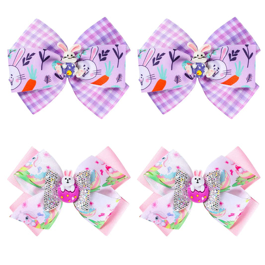 4-Piece Easter Bow Hair Clips for Girls