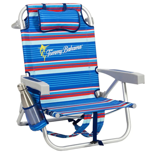 Tommy Bahama 5 Position Beach Chair (Blue Stripes)