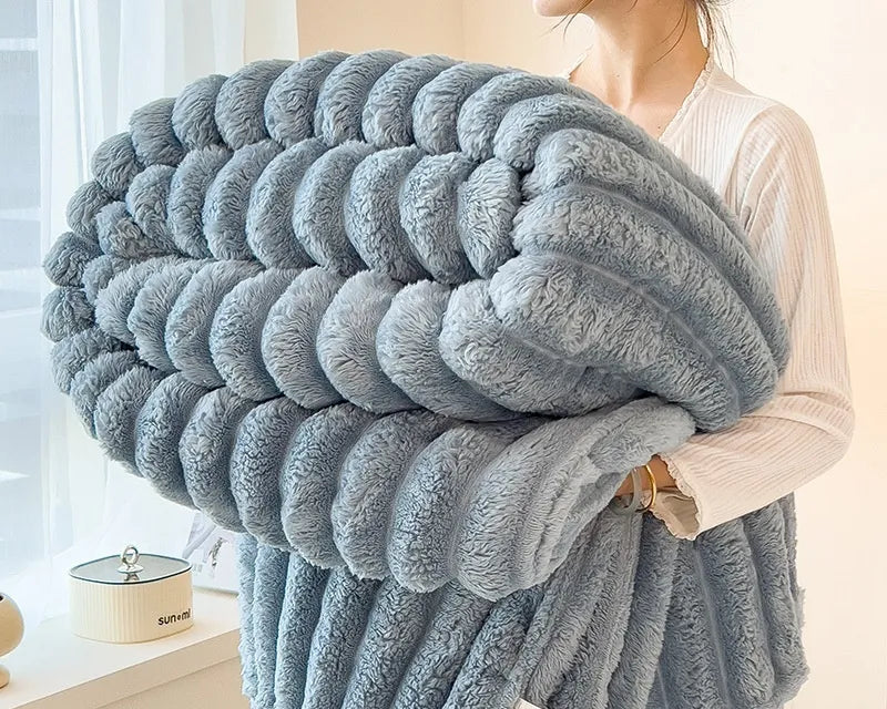 Luxurious Faux Rabbit Fur Throw Blanket