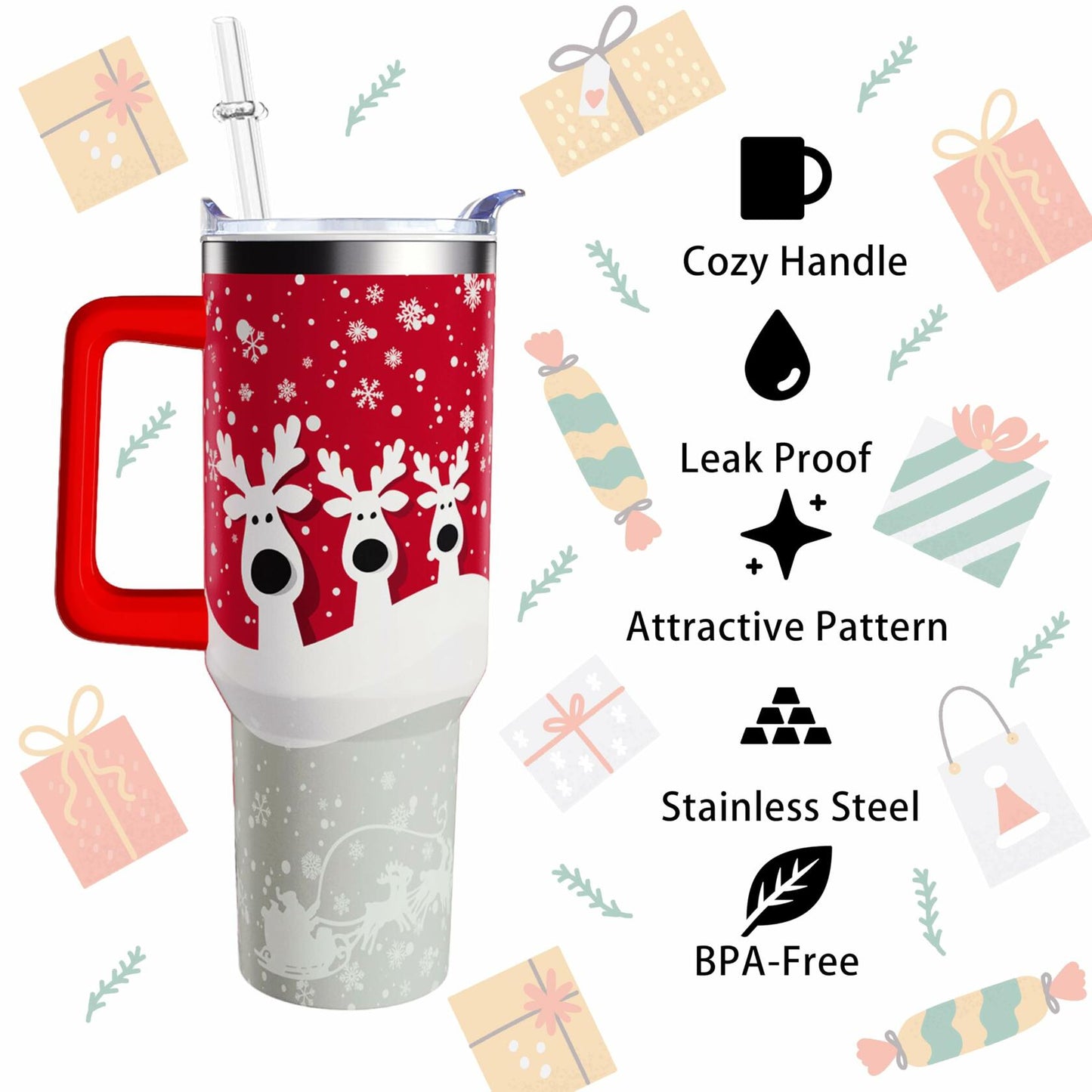 Reindeer Holiday Tumbler - 40oz
