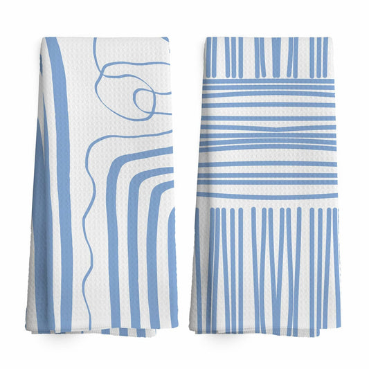 2PCS Blue Abstract Kitchen Dish Towels 16x24in