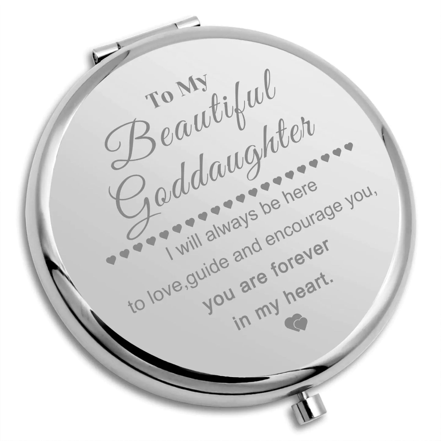 Goddaughter Baptism Gifts Inspirational Compact Mirror Encouragement Gifts for Girls Goddaughter Gifts from Godmother Goddaughter Pocket Makeup Mirror Christian Graduation Birthday Gifts for Daughter