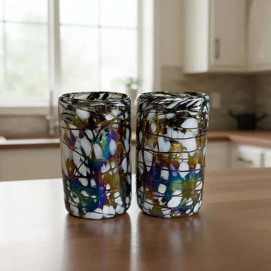 Pearlescent Swirl Hand-Blown Glass | Mexican Mocha Mix Tumbler