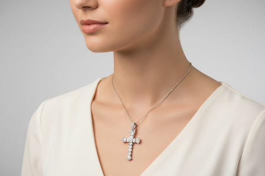 18" Silver and Gold Cross Necklace