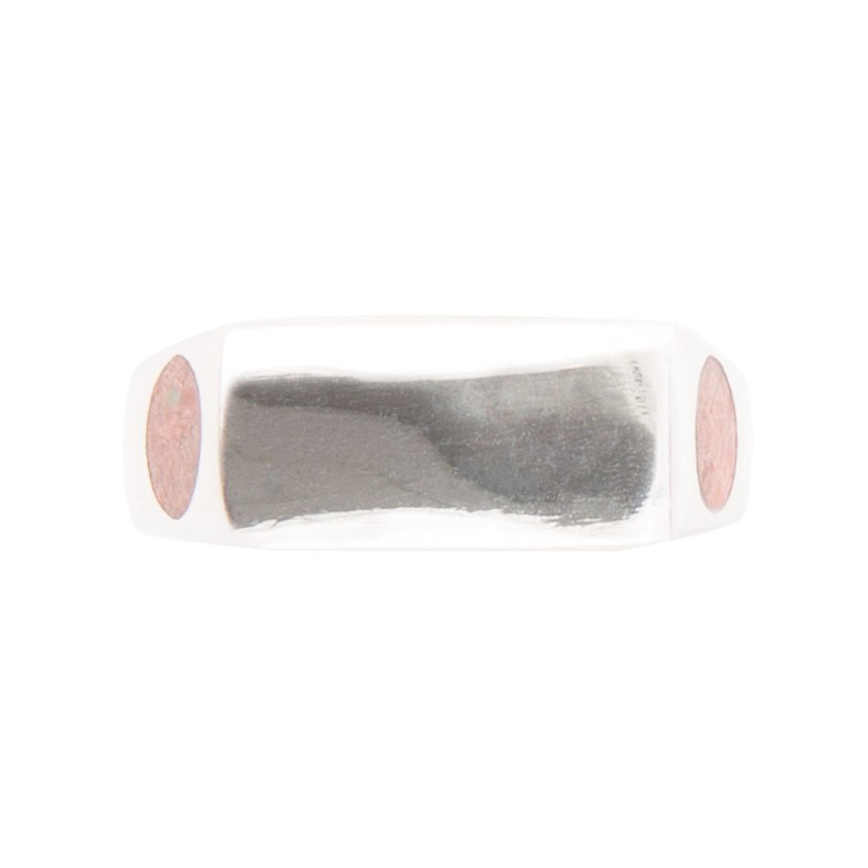 Signet Orange Sponge Coral and Sterling Silver In The Hole Ring