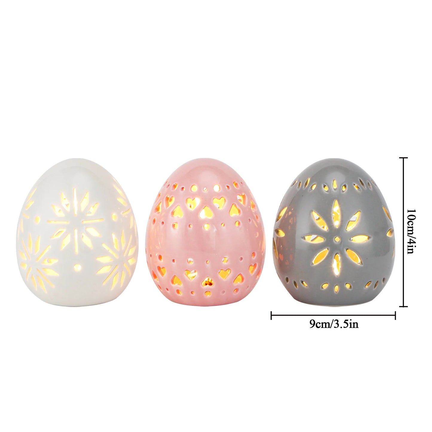Set of 3 Ceramic Decorative Lamp 4" H(Egg)