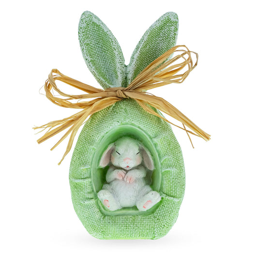 Green Burlap Bunny Nest Egg - 6.2"
