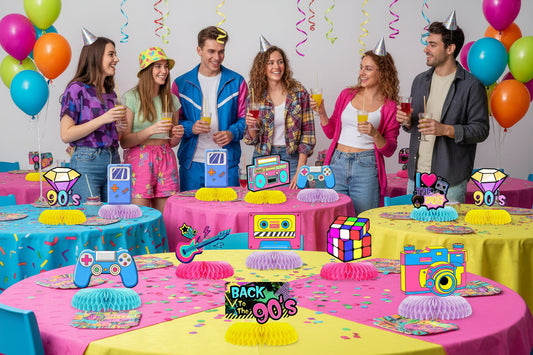 12-Pack 90s Party Honeycomb Centerpieces