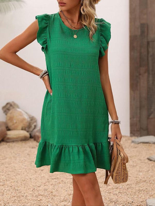 Women’s Boho Ruffle Trim Smock Dress *Multiple Colors*