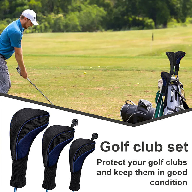3-Piece Long-Neck Golf Club Headcover Set