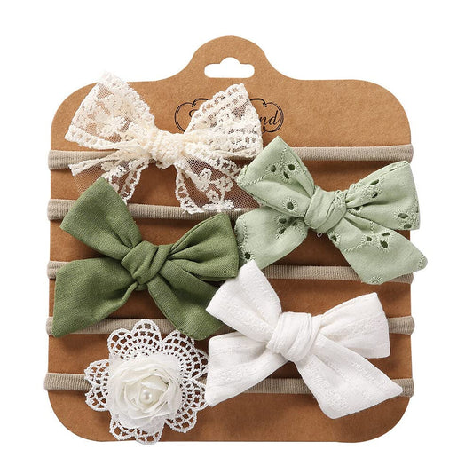 5 Pack Lace Flower Hair Bows