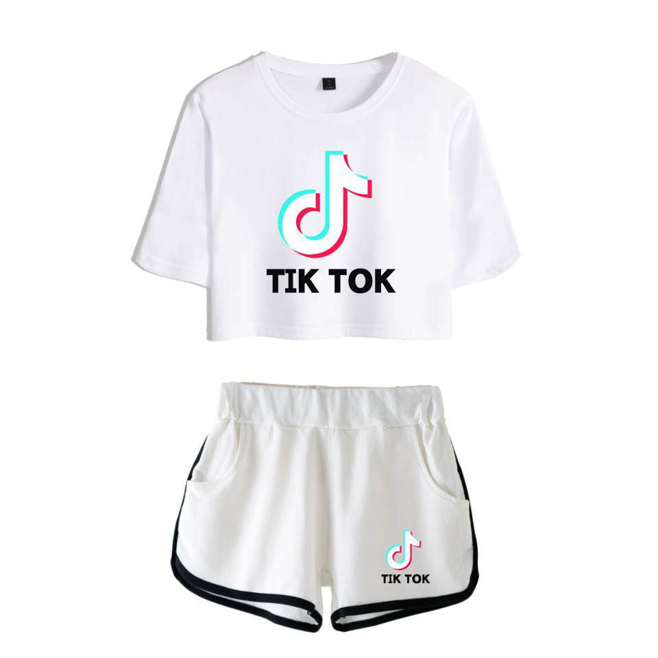 TikTok Oversized Cropped Short Sleeve Set