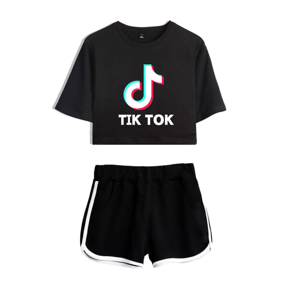 TikTok Oversized Cropped Short Sleeve Set
