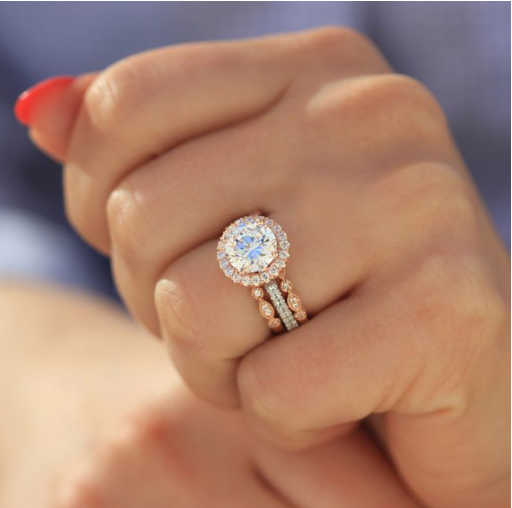Three Piece Rose Gold Diamond Ring Set
