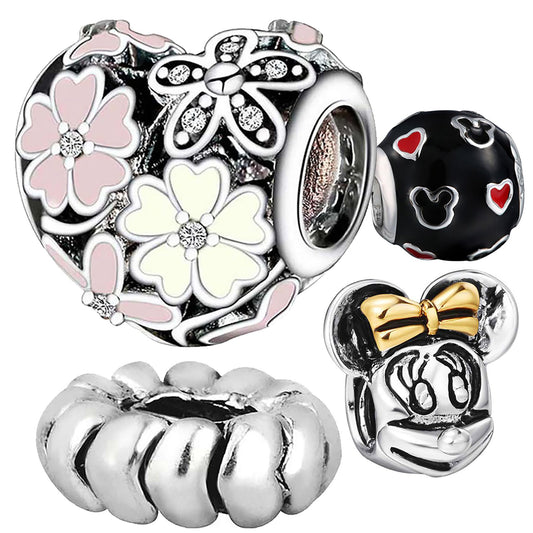 4-Pack S925 Sterling Silver Spacer Charm Set