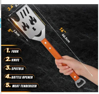 5-in-1 Stainless Steel BBQ Tool with Fork and Knife