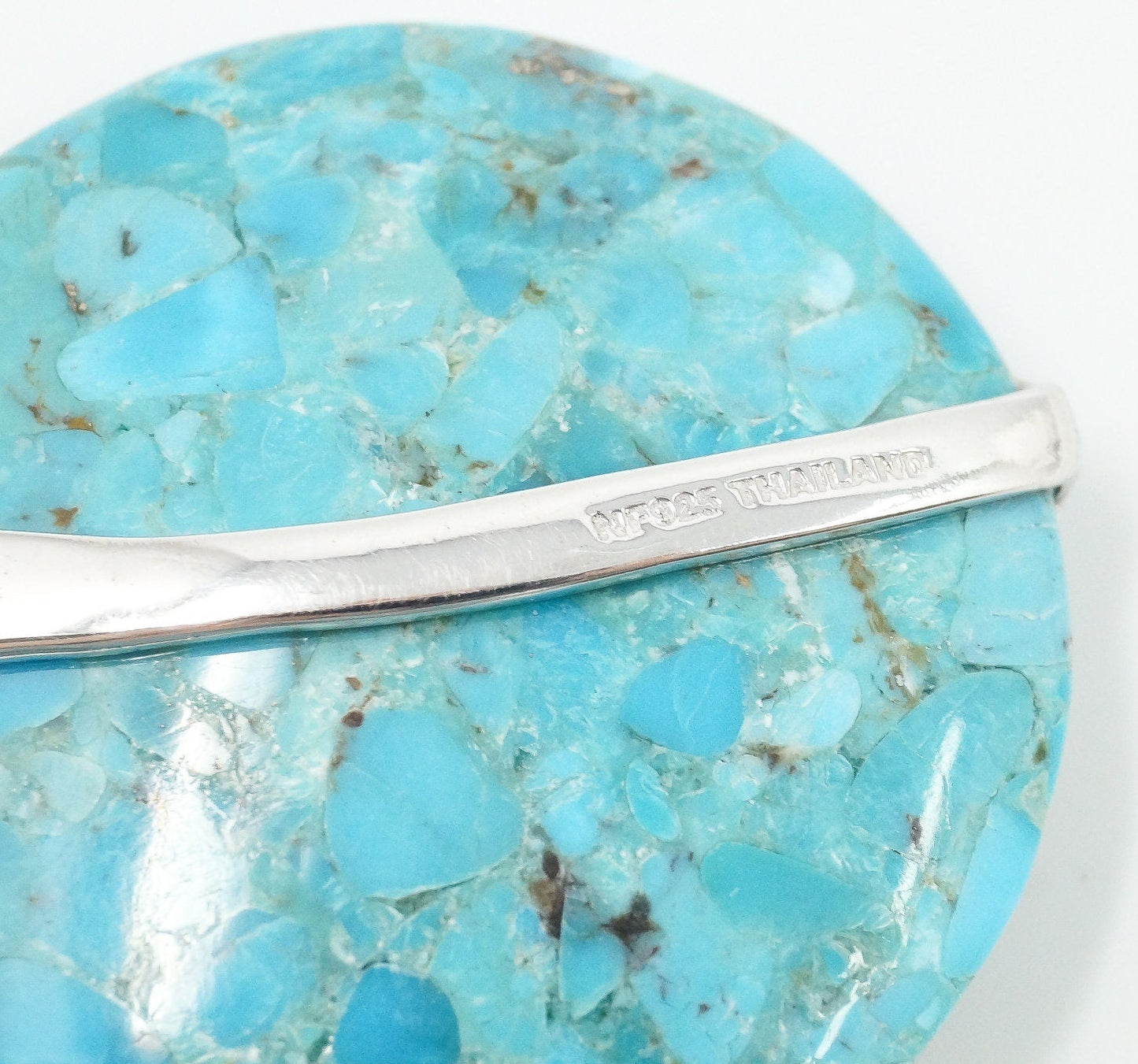 Large Blue Mojave Turquoise Amethyst Sterling Silver Necklace