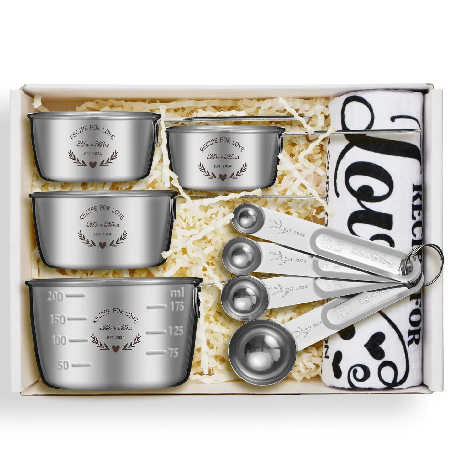 Wedding Gifts for Couples 2024Bridal Shower Gifts for Bride to BeCool Engagement Gifts for CouplesMr and Mrs GiftsBride Gifts Box with Measuring Cups and Spoons SetDish Towel