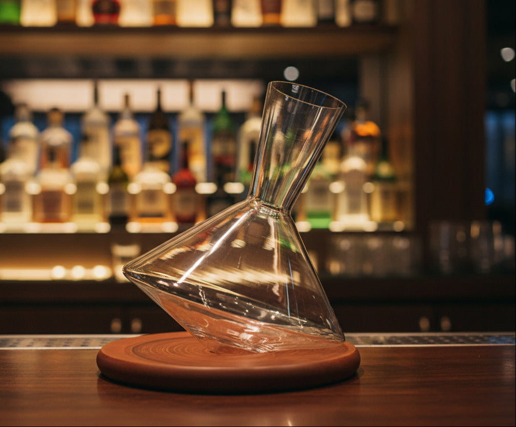 Premium Red Wine Carafe Tumbler Wine Dispenser Decanter with Wood Tray