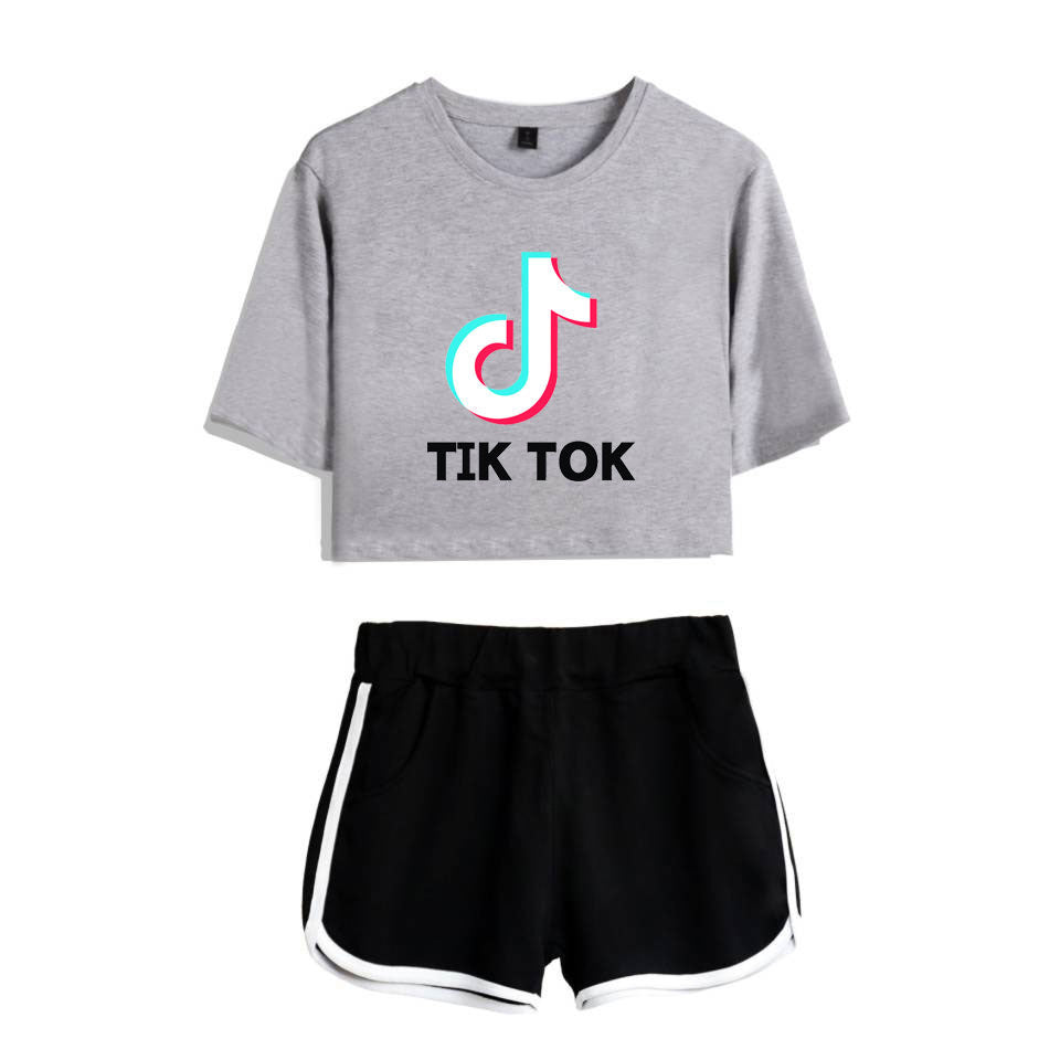 TikTok Oversized Cropped Short Sleeve Set