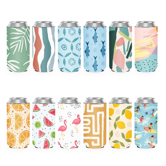 12-Pack Slim Can Cooler Sleeves – Insulated Neoprene Drink Holders