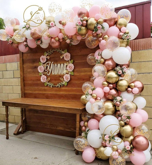 142pcs Pink and White Balloon Arch Kit