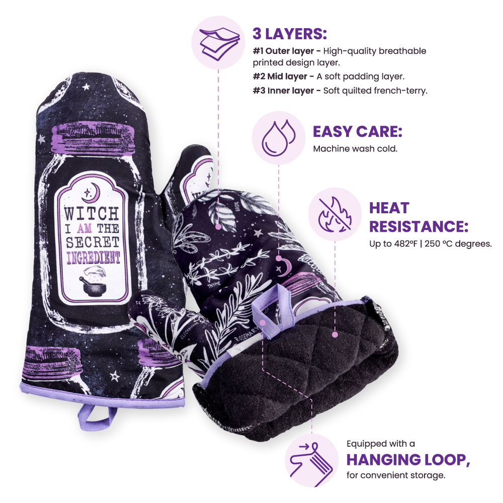Kitchen Witch Oven Mitt Set