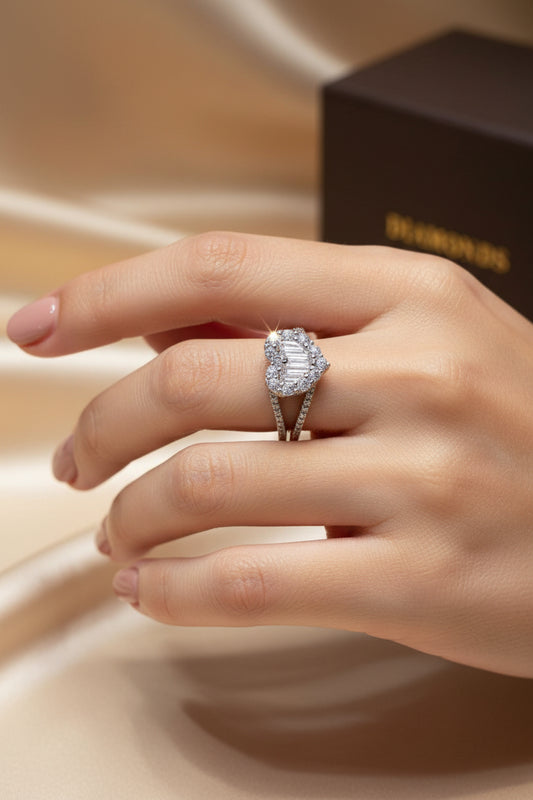 Classic Heart-Shaped Zirconia Inlaid Ring