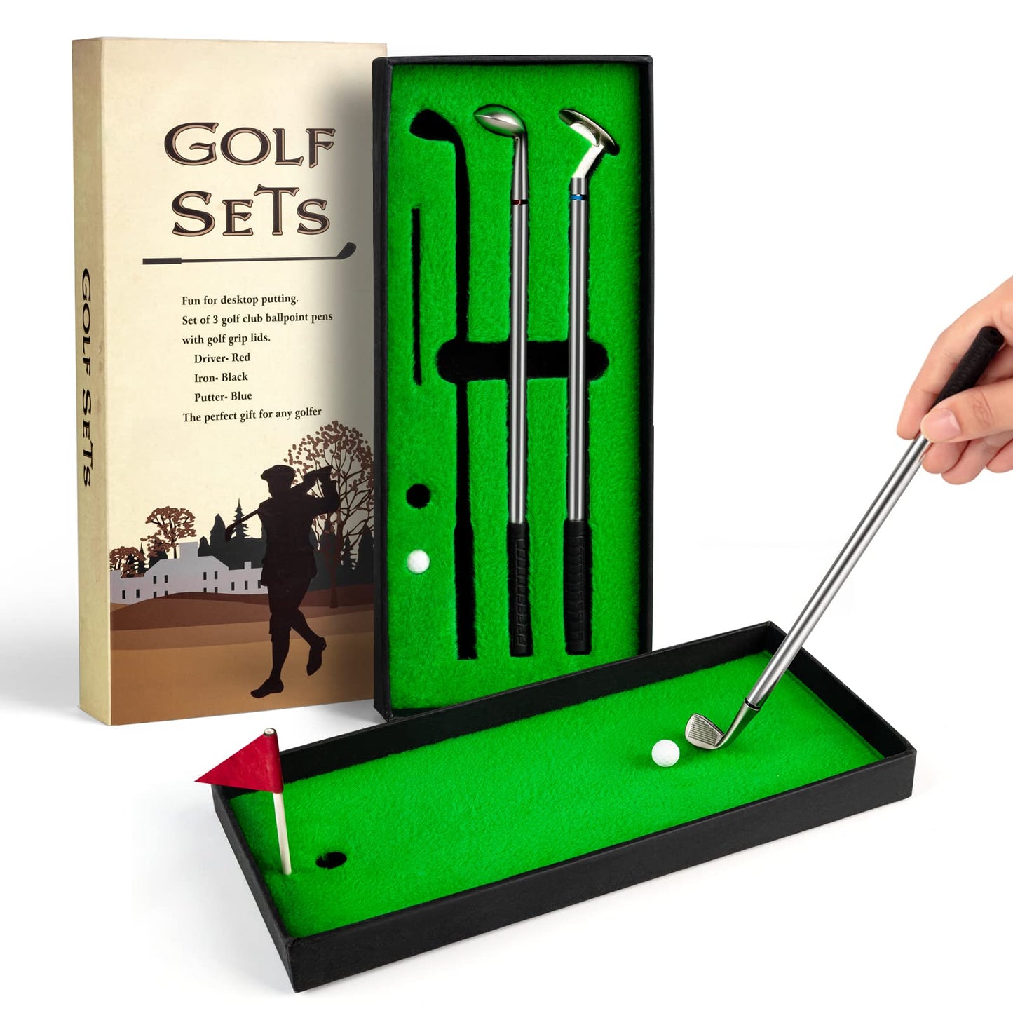 Mini Desktop Golf Ball Pen Gift Set