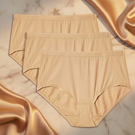 Vanity Fair Women's Comfort Where It Counts Briefs, 3-Pack – Size 10, Tan