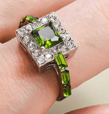 Square Diamond-Encrusted Ring