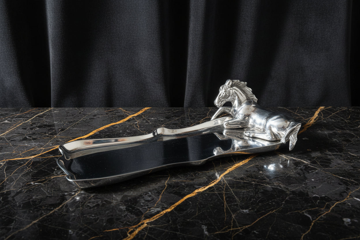 3D Oblong Horse Silver Tray