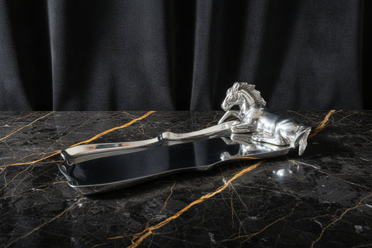 3D Oblong Horse Silver Tray