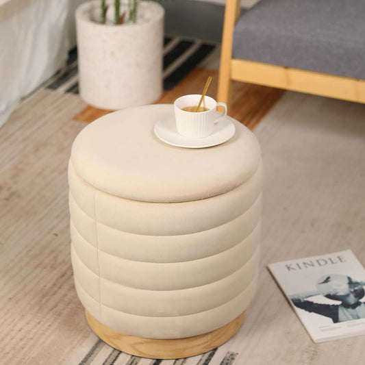 16.5" Ottoman with Storage (Cream)