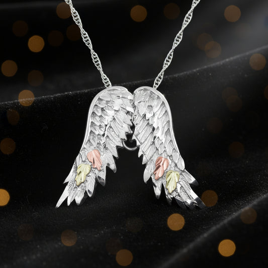 Angel Wings - Sterling Silver Black Hills Gold Pendant