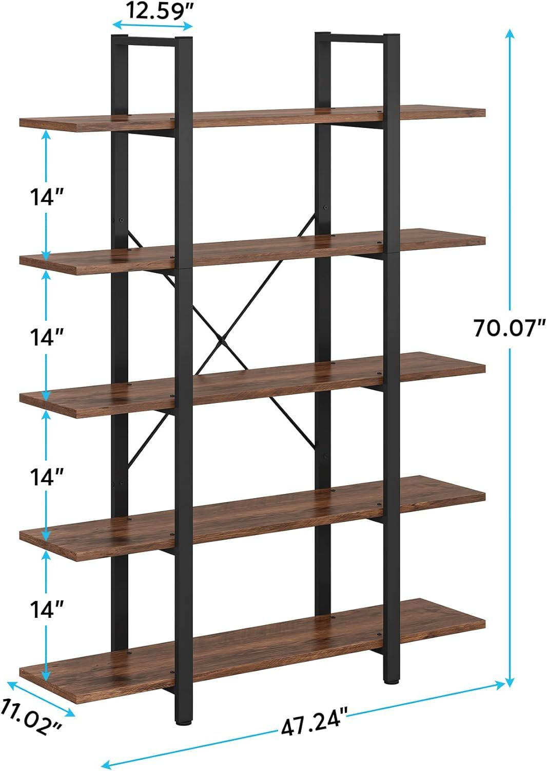 5 Shelf Bookshelf, Storage Rack, Multifunctional Rack