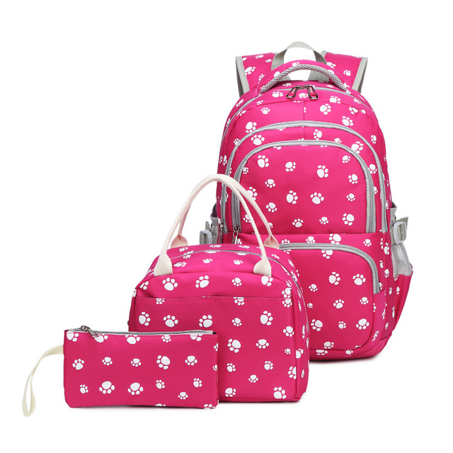 Paw Print Design Backpack Set