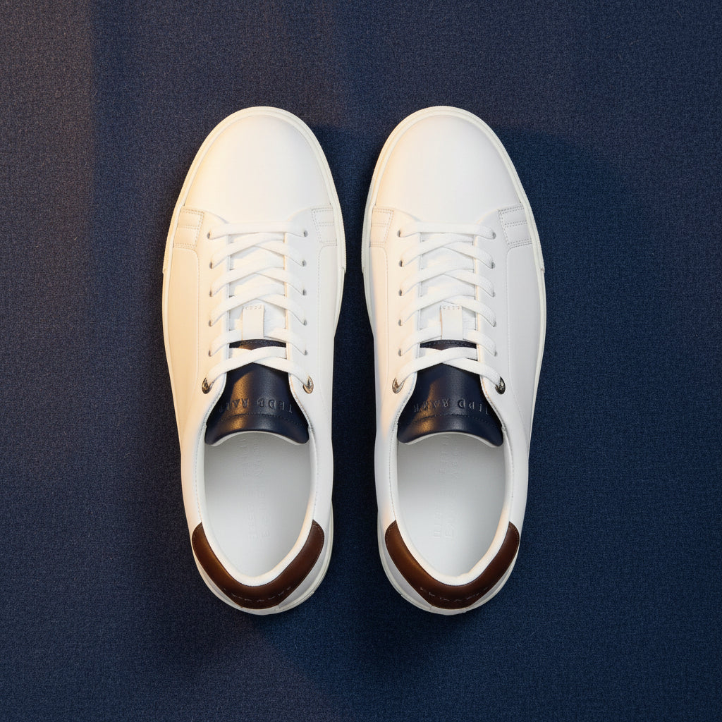 Ted Baker Men's White Leather Lace Up Sneakers-Size 11